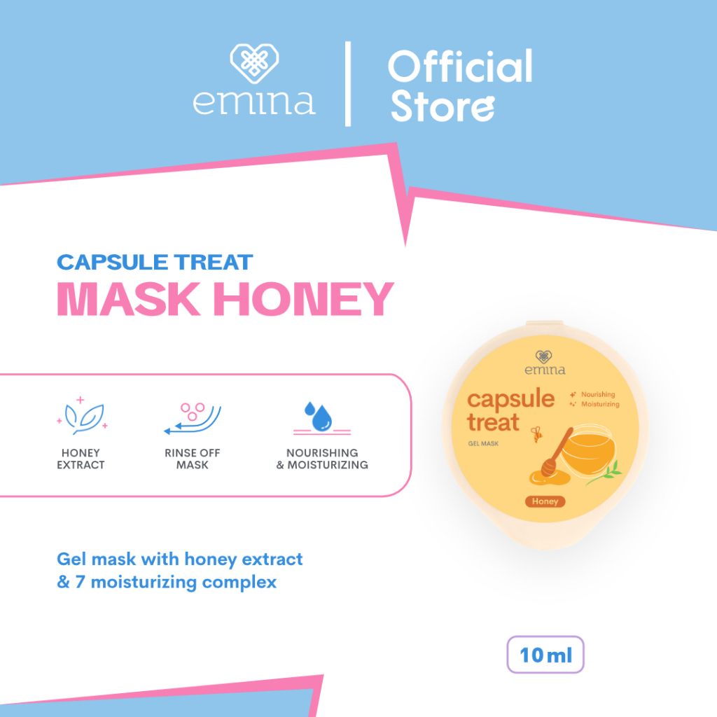 EMINA Capsule Treat Mask Indonesia / Masker Wajah 10ml / Honey Green Tea Pomegranate Rice Cucumber / Gel Clay Sleeping / Nourishing Moisturizing / Relaxing Soothing / Firming / Brightening Hydrating / Supple Skin Refreshing / Skincare Face Care Series