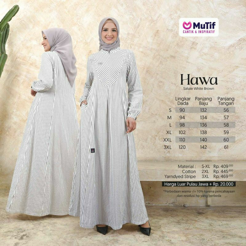 Mutif Hawa Salute White Blue Mutif Hawa Salute White Maroon Mutif Hawa Salute White Brown Baju Muslim Gamis Dress Casual Premium Terbaru Ori Lebaran 2023 Sarimbit