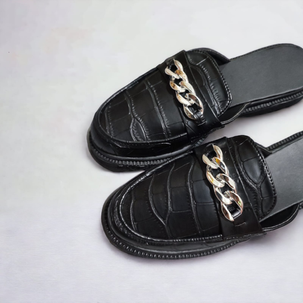 SEPATU SANDAL LOAFERS '' CROCO '' DOCMART BLACK DOF PREMIUM PPZ 03