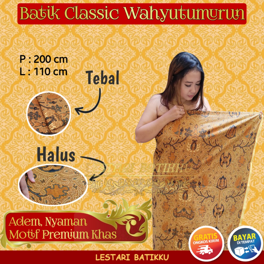 Kain Batik Jarik Premium Halus Etnik Solo Motif WAHYU TUMURUN Prodo Sewek Prada Jarit H Santoso