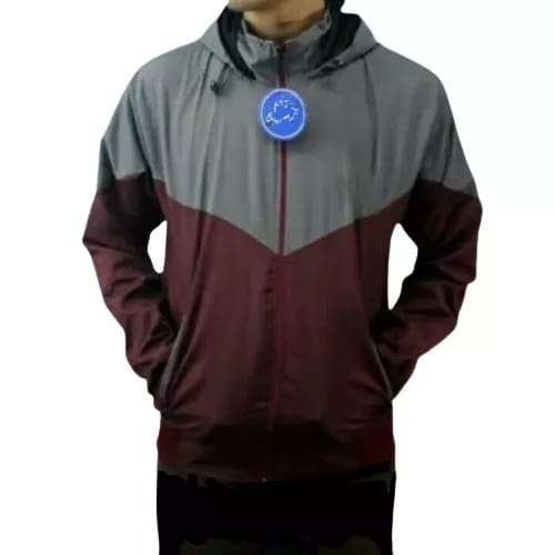 Jaket Parasut Kombinasi Abu Maroon