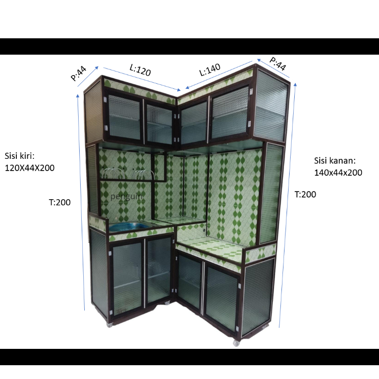 Kitchen Set 4 PIntu Aluminium Holo / Rak Piring wastafel 4 Pintu / Rak Piring / Free Ongkir 35km dr 