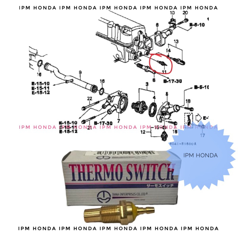 37750 PH2 TAMA GS-702 Thermo Unit Switch Temperature Honda Civic Wonder Grand LX Nova Genio Estillo Ferio 1984-2000 Accord Prestige 1986-1989 Cielo 1994-1997 S84 S86 VTI VTIL 1998-2003 CR-V Gen 1 1999-2001 City Persona Type Z 1996-2002