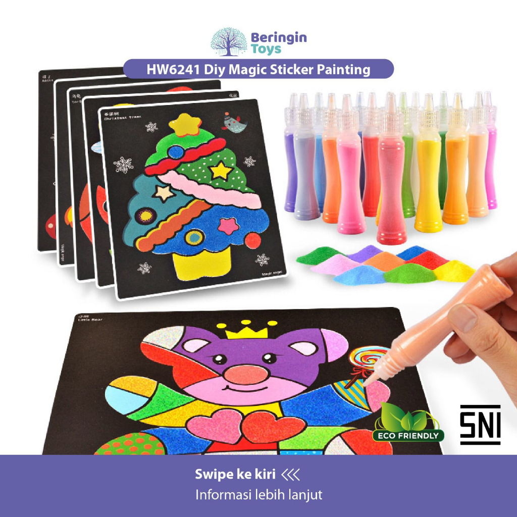 Mainan Edukasi - BT 12 Color Sand Creative Painting HW6241 - Mainan Lukis - Mainan Sticker