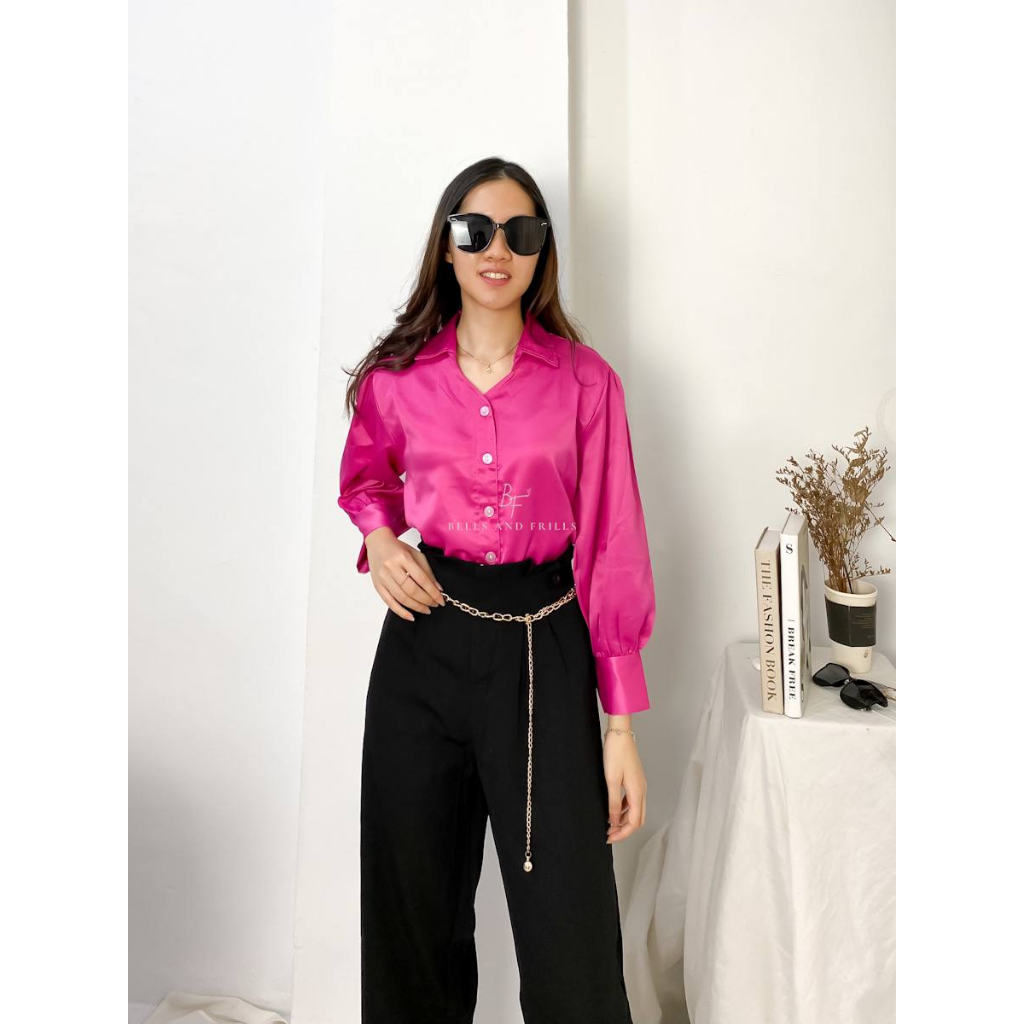 PEVITA Blouse / Puffy Top Satin Crop Casual 0429