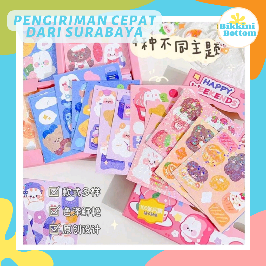 100 Lembar Sticker Momo Gliter New Sticker Momo Lucu