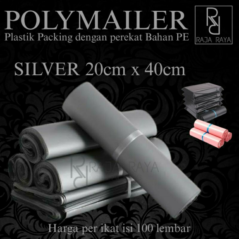 

[⚜️RR⚜️] Polymailer silver PE polymailer 20x40 plastik polymailer packing olshop plastik packing online shop