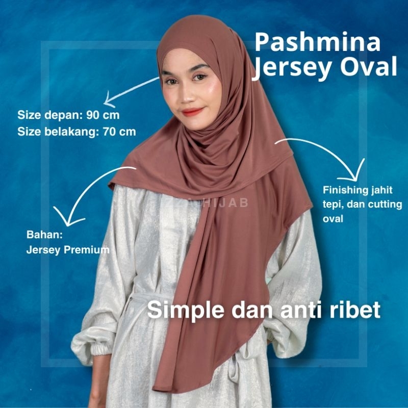 PASHMINA JERSEY OVAL INSTAN ( jahit bawah dagu)