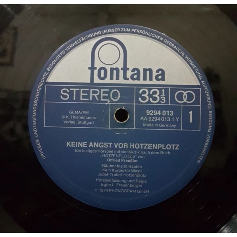 Vinyl Piringan Hitam 12 inch Keine Angst Vor Hotzenplotz