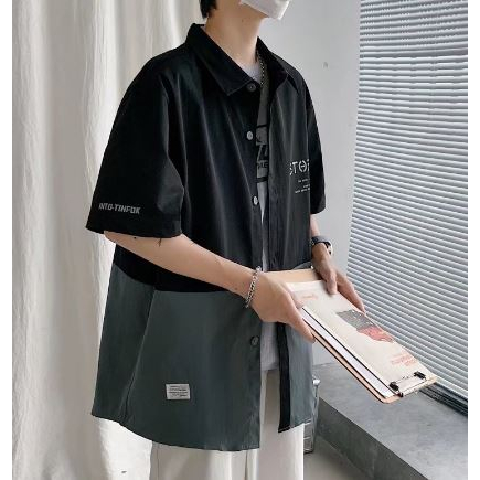 Kemeja Hem Formal cod Unisex distro motif F8M1 Cotton murah terbaru 2023 jumbo fashion hitam origina