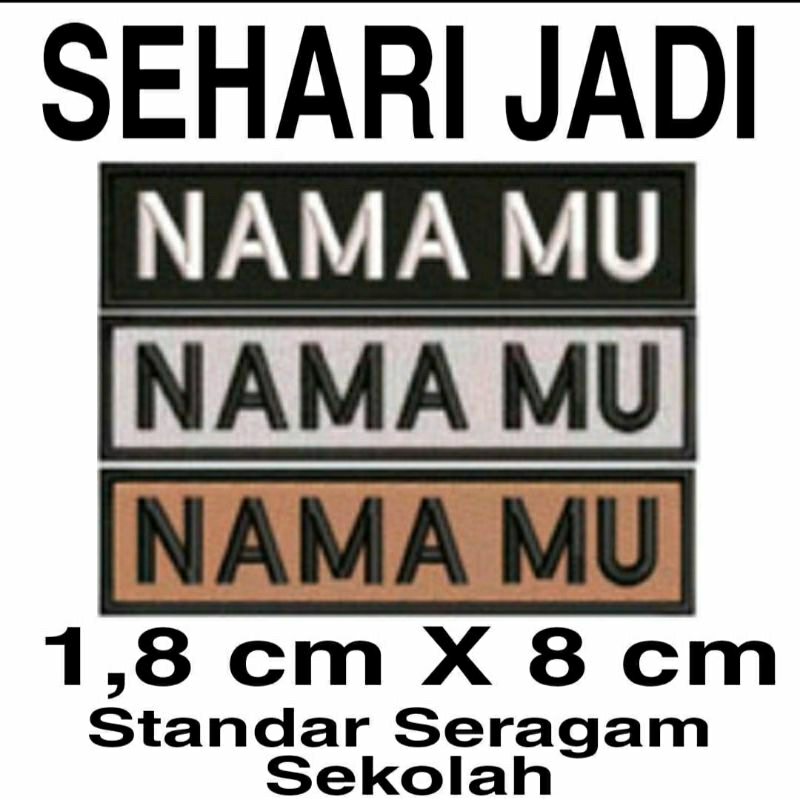 NAME TAG/NAMA BORDIR/NAMA BORDIR CUSTOM/NAMA BORDIR MURAH