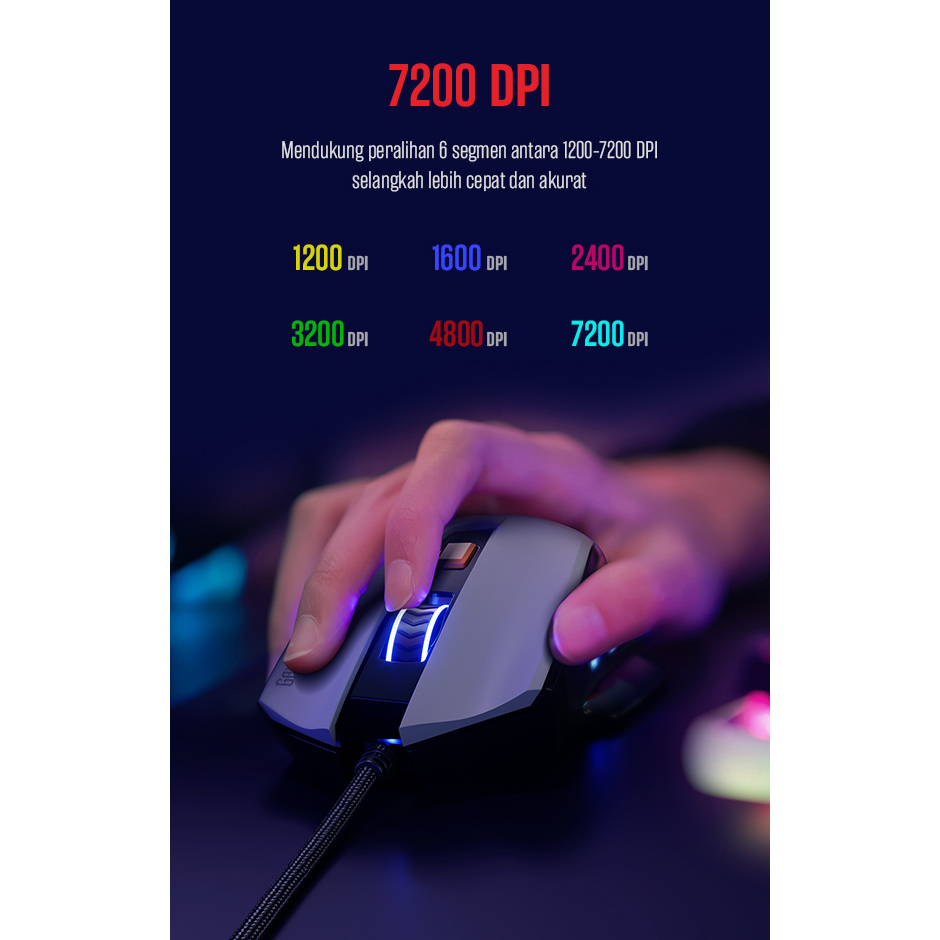 GAMEN Mouse Gaming Wired GM300 7200 DPI Black / Mouse USB / Mouse Gaming dengan Kabel Presisi Tinggi Original - Garansi 1 Tahun