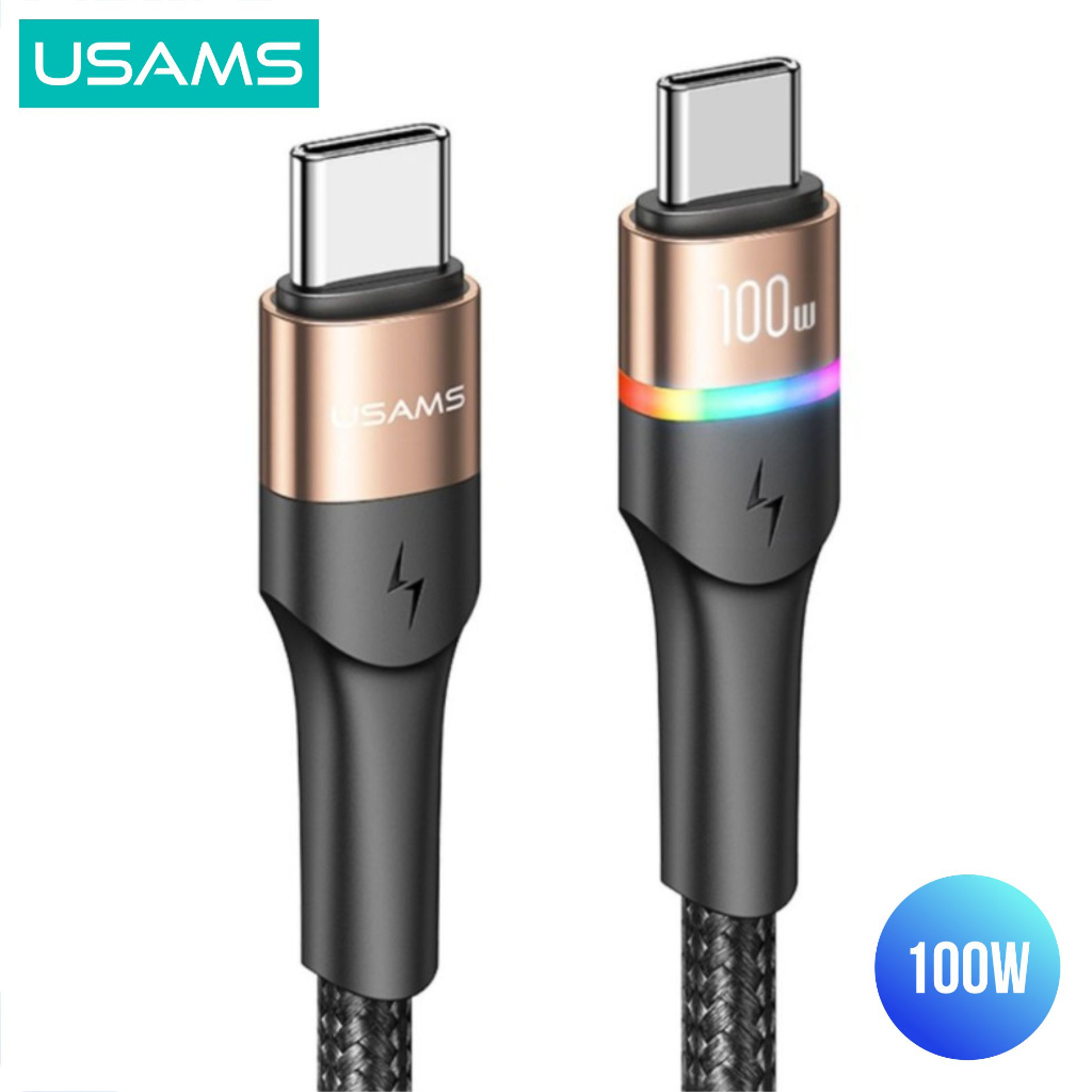 USAMS U76 Kabel Data Fast Charging LED Type C to Type C PD 100W