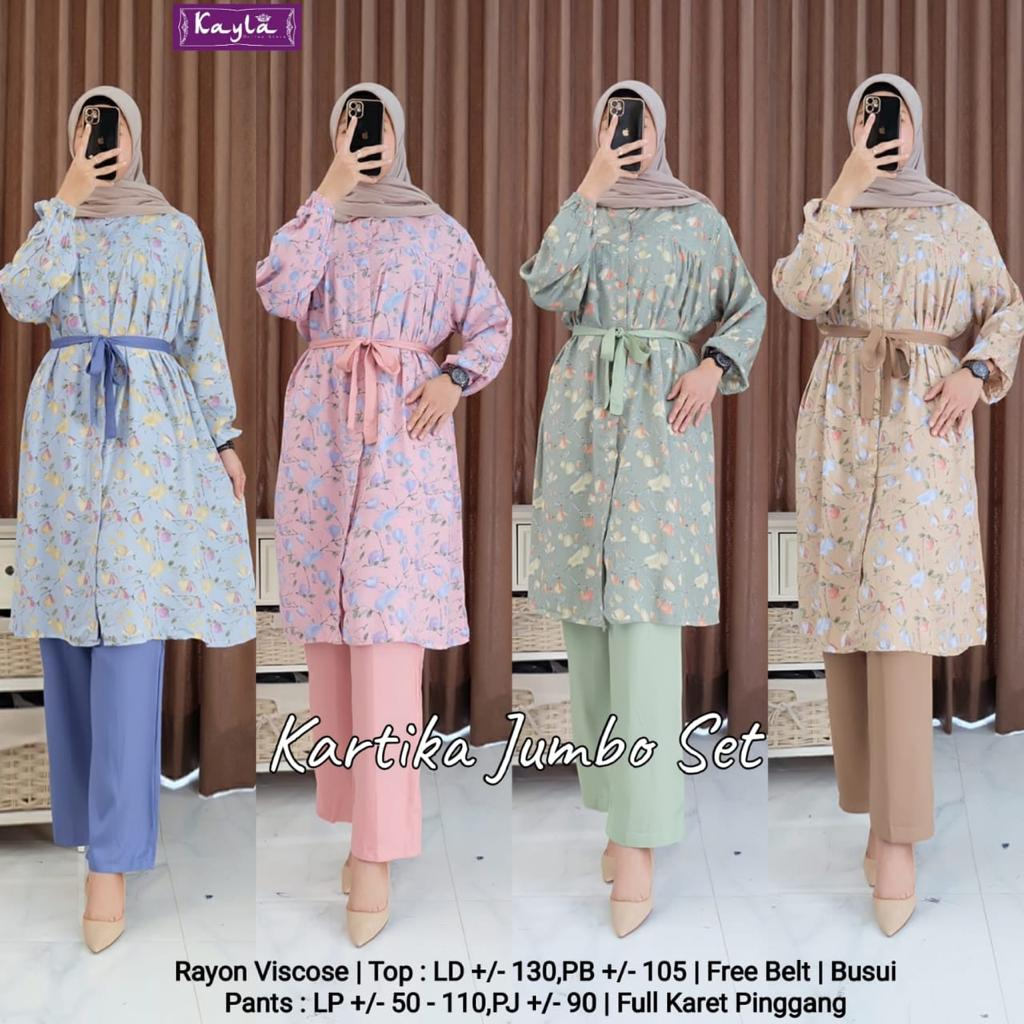 KARTIKA JUMBO SET ONESET BY KAYLA BAHAN RAYON VISCOSE BUSUI TUNIK MOTIF+KULOT POLOS