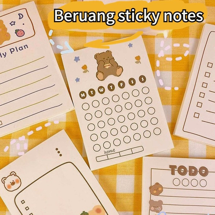 

50 Lembar/ Pack Notes Memo Notepad Note Tear To Do List Catatan Bear 7