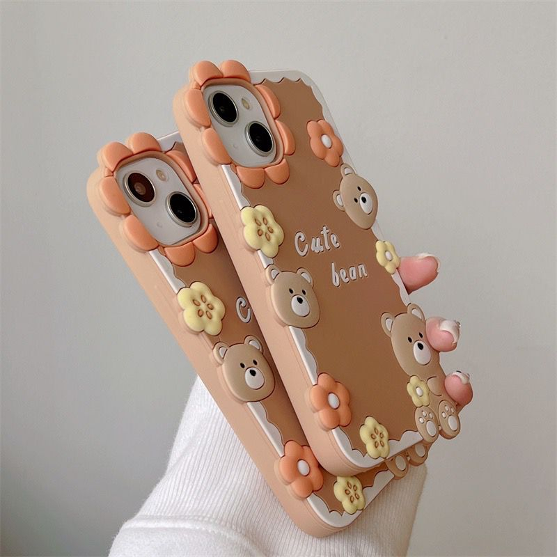 Soft Case Silicon Cute Bean Motif Beruang iPhone 14 13 12 11