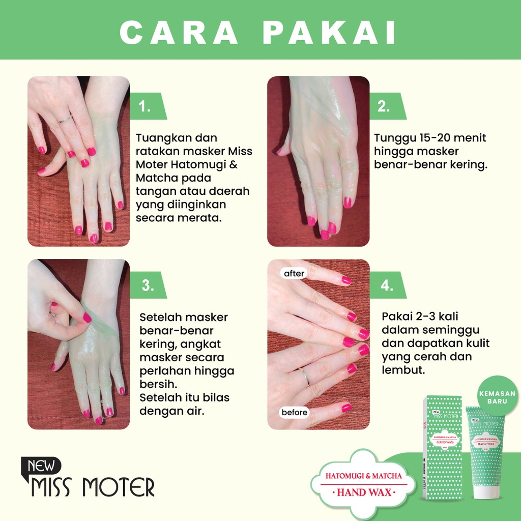 Miss Moter Hand Wax Peel Off Masker Tangan Pemutih Badan Miss Moter Matcha by SYB | Pemutih Lutut Hitam