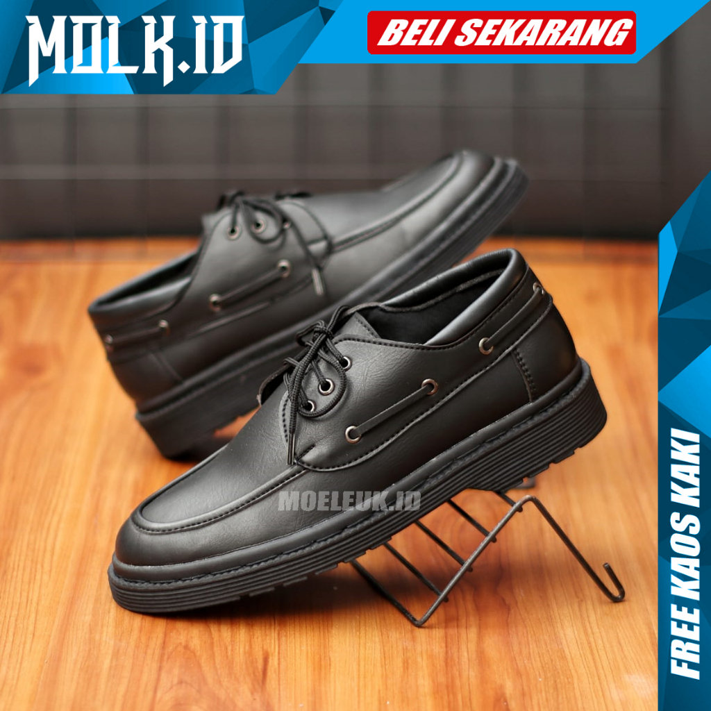 MOLK Sepatu Formal Pria Hitam Pantofel Kerja Kantor Kuliah Docmart