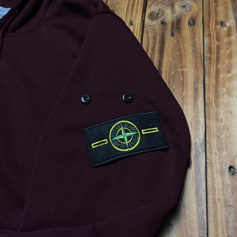 HOODIE JAKET SWEATER STONE ISLAND MARONN BURGANDY FULLTAG &amp; LABEL