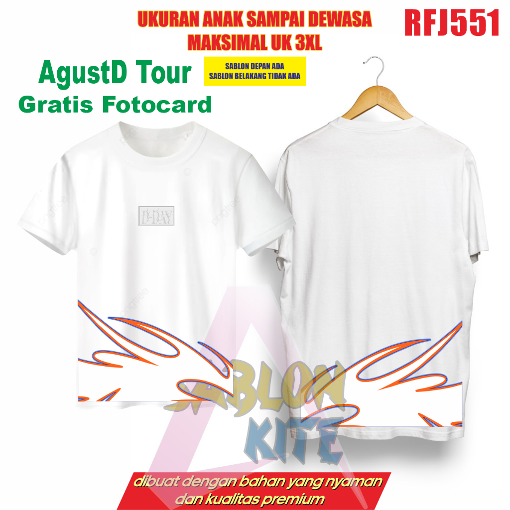 Gratis Fotocard Kaos Suga Agust D d-day dday api bawah besar depan belakang RFJ551