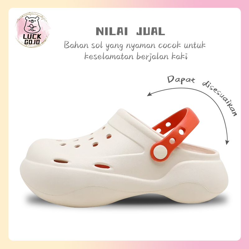 Sandal Fuji Wanita Wedges Import Terbaru Platfrom Tebal Jibbitz Sandal Selop Kekinian Sendal Cewek Perempuan Baim Lucu Rumah Santai Stiker 3D Karet Empuk Eva