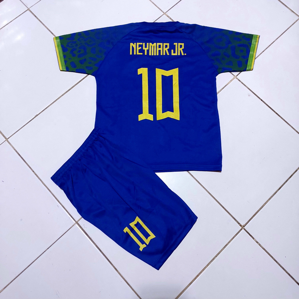 Jersey PSG Neymar/baju bola jersey anak brazil away/setelan bola anak brazil away 3-12 th