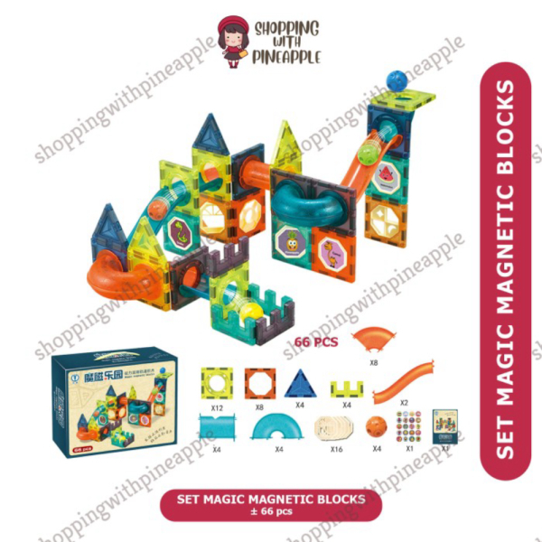 

Promo SWP - Magic Magnetic Blocks / Magnetic Tiles / Mainan Magnetic Anak - 66 pcs Diskon