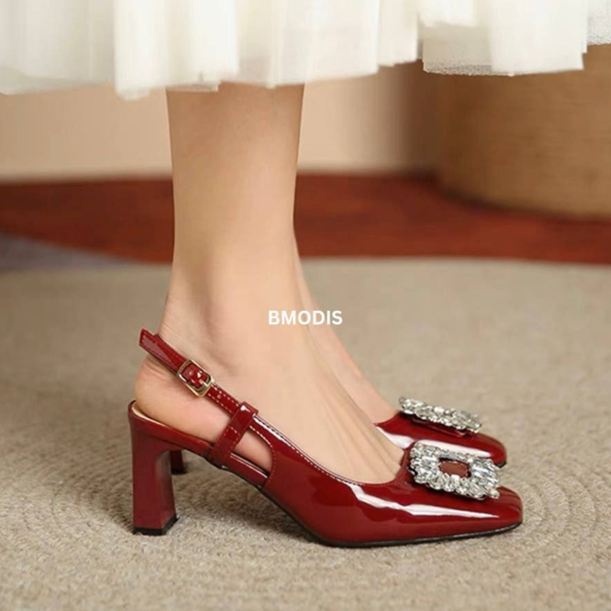 0506 High Heels Wanita 7cm Fashion Import Sepatu Hak Tinggi Glossy Elegant Bisa COD (With Box)