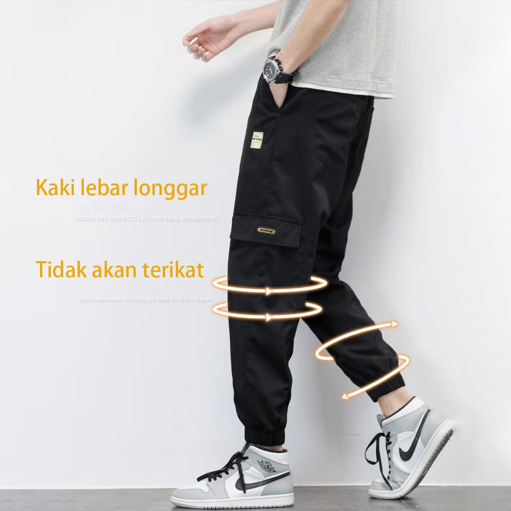 Celana Cargo Pria hitam Celana Panjang Pria Murah Korean Style Celana Joger Kulot Santai Pria Oversize Sweatpants Jogger Unisex Loose Straight Pants