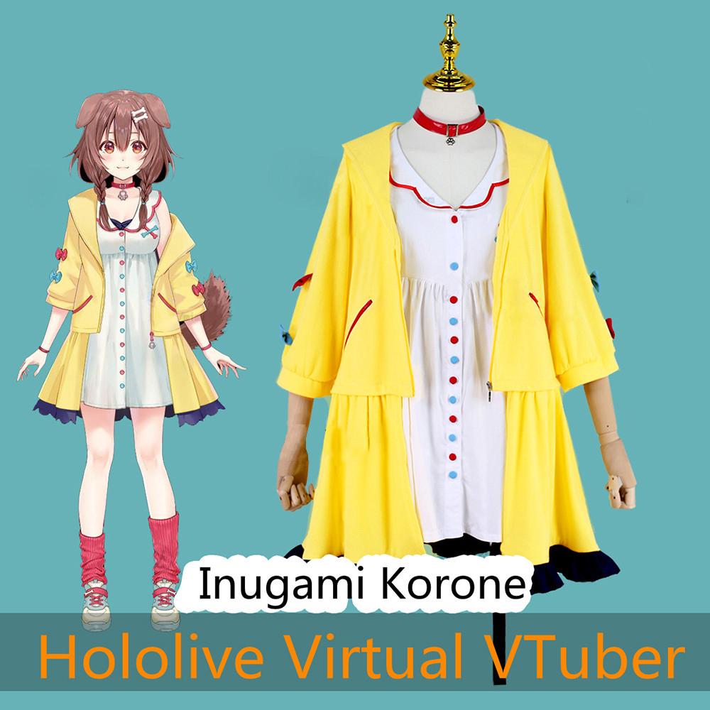 Inugami Korone Vtuber Parka Jaket Cosplay Wanita Premium Tebal