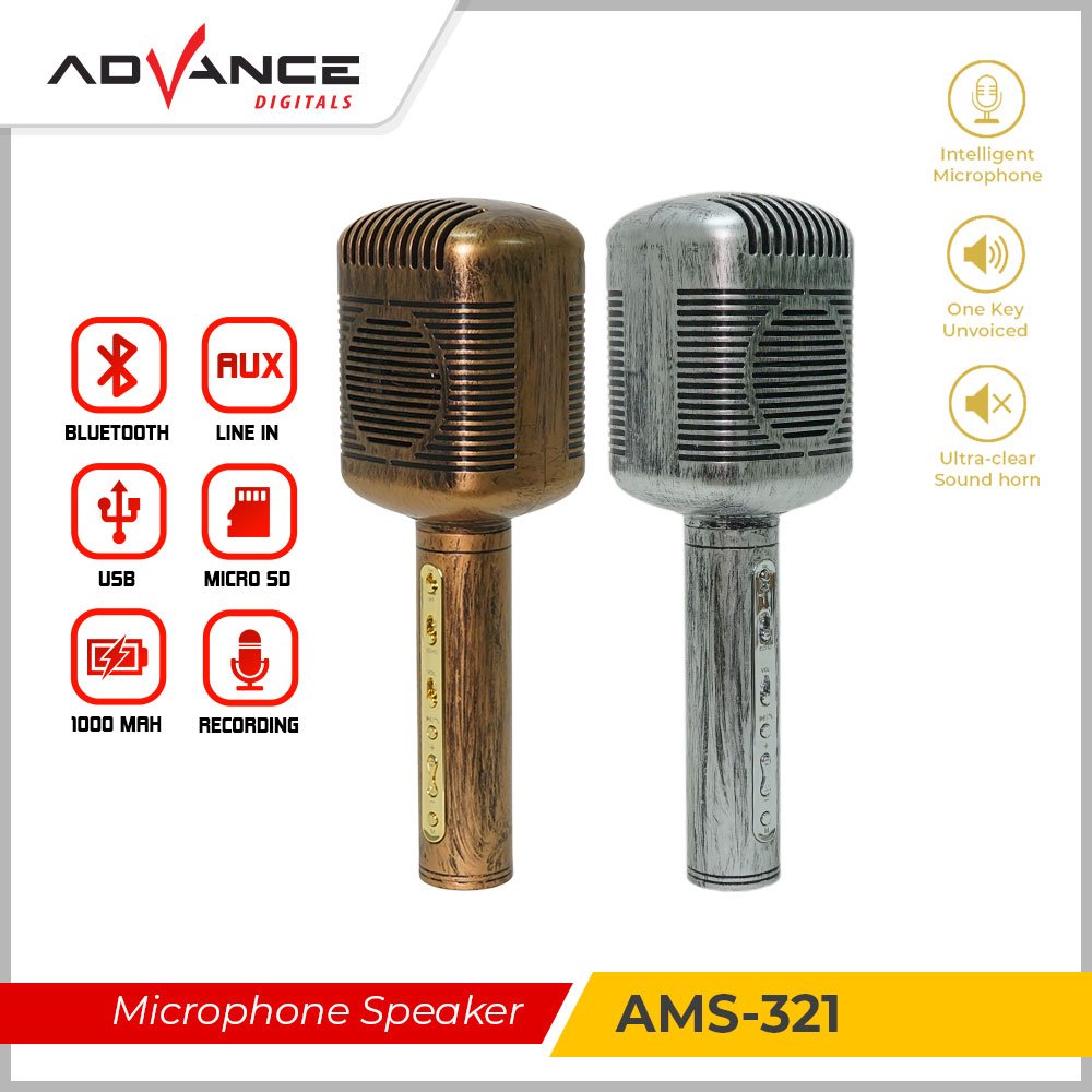 ADVANCE Mikrofon Speaker Bluetooth Mic tanpa kabel AMS-321