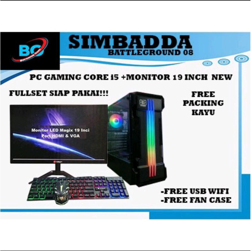 Full Set Murah Intel Core I5 Ram 8GB SSD 120GB HDD 500GB LED 19&quot; Cocok Buat Office Siap Pakai