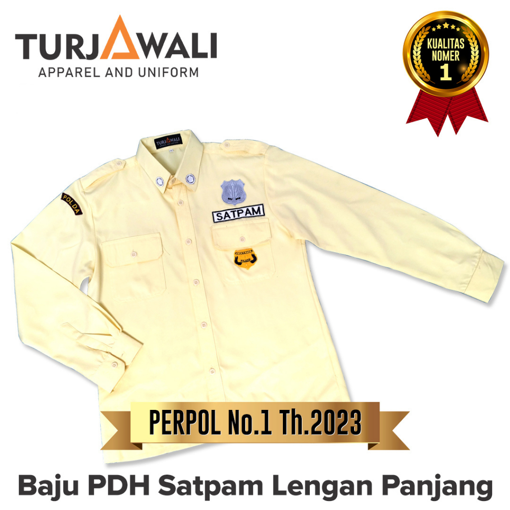 Seragam PDH Satpam Krem Lengan Panjang Terbaru Premium / Seragam Satpam Krem Lengan Panjang PDH / Se