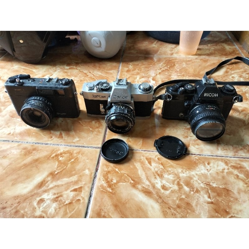 Kamera Analog slr Canon ex auto, Ricoh a100, Yashica Mg1 take all