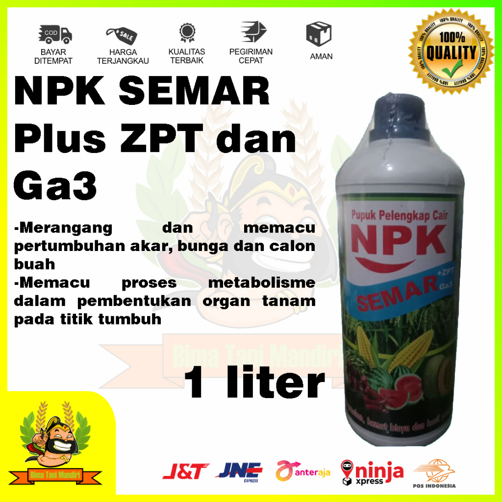 pupuk Pelengkap cair NPK Semar plus Zpt dan Ga3 1 liter