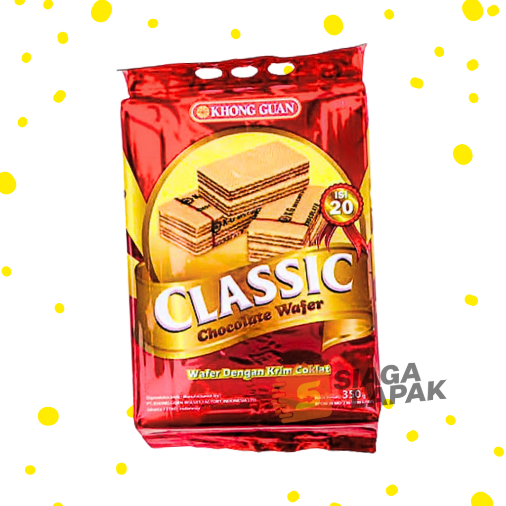 Wafer Classic Coklat 350gr Khong Guan Wafers Chocolate