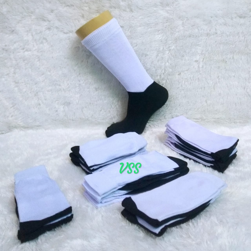 3 pasang kaos kaki anak sekolah sd smp sma hitam putih panjang bahan poliester