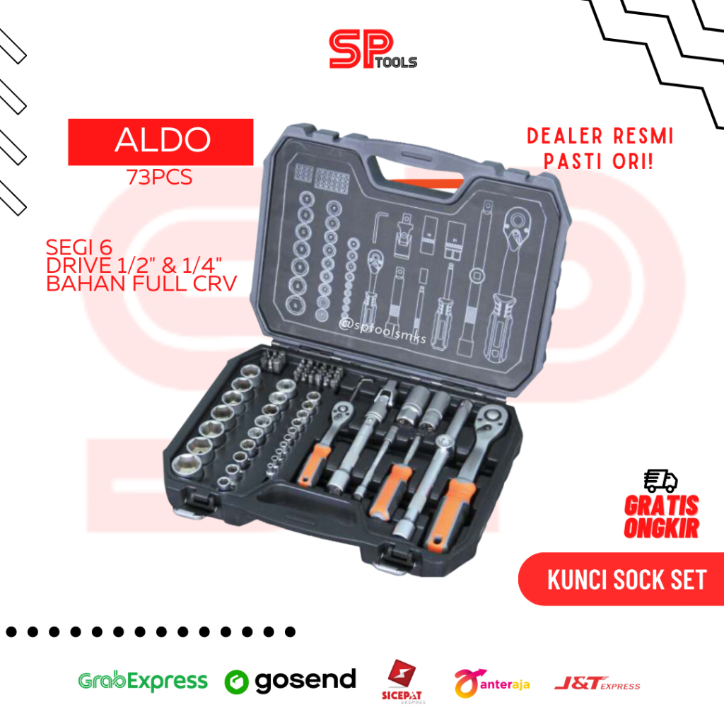 KUNCI SOCK SOK SHOCK SET 72PCS 4-27MM 1/2" & 1/4" SEGI 6 ALDO CRV