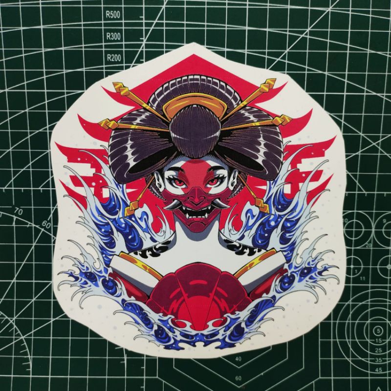 

Cetak / print water slide decal geisha Japanese untuk motor mobil helm dll