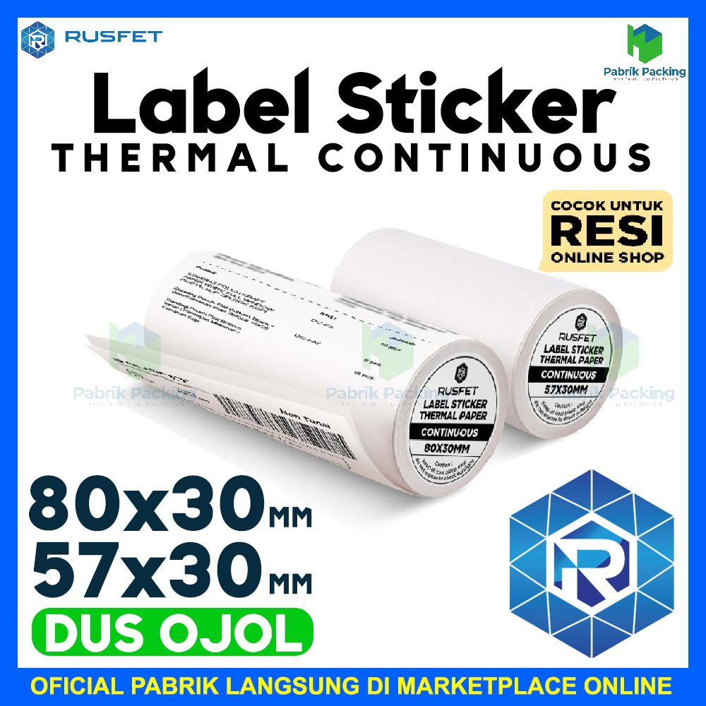 

Label sticker stiker thermal continuous rusfet lebel dus ojol