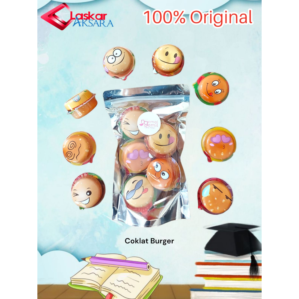 

Coklat Burger 3D Surprise Burger Biskuit Colek Selai Coklat Free Mainan / Premium