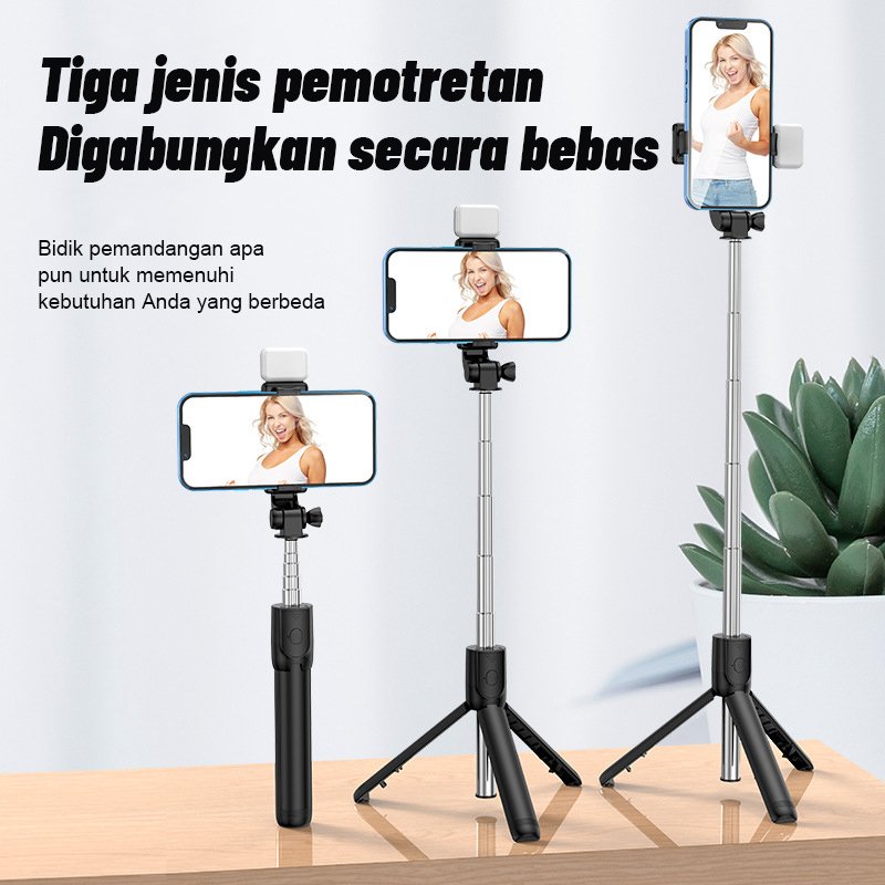 Tripod Bluetooth Selfie Stick LED Flash With Fill Light Tripod Expandable Tongsis Youtuber Live Broadcast Vlog