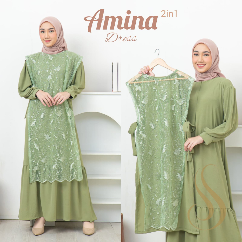 Gamis Pesta Mewah Elegan baju kondangan outer brukat vest lepas pasang