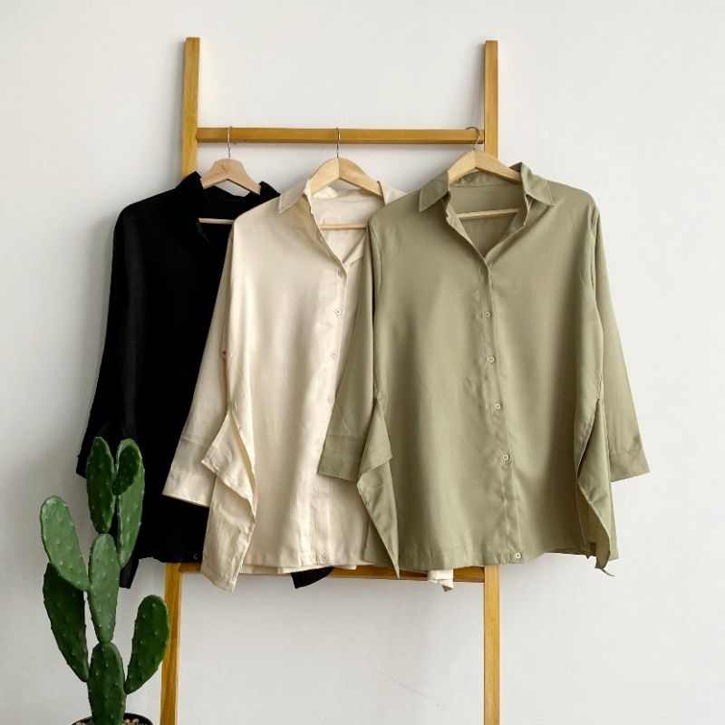 RX FASHION - KAYLA CROP SHIRT TWISTCONE / KEMEJA TALI SILANG LENGAN PANJANG / KEM WANITA - PN