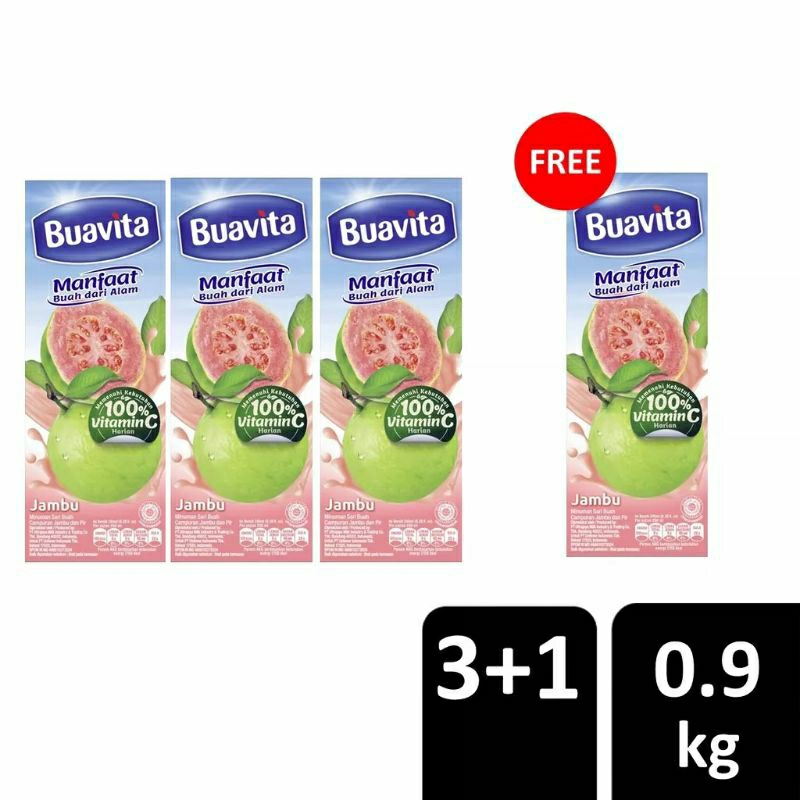 

PAKET KELUARGA SEHAT ) BUY 3 BUAVITA GUAVA FREE BUAVITA GUAVA 245 ML