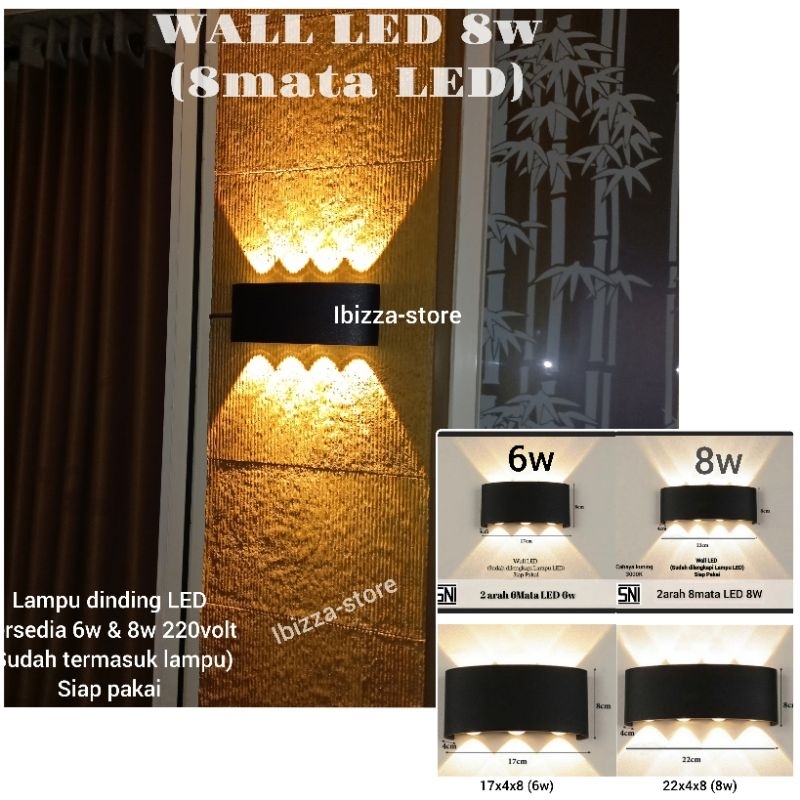 Lampu Dinding LED Outdoor / Indoor Wall Light Minimalis 2w 4w 6w 8w 2arah estetik minimalis