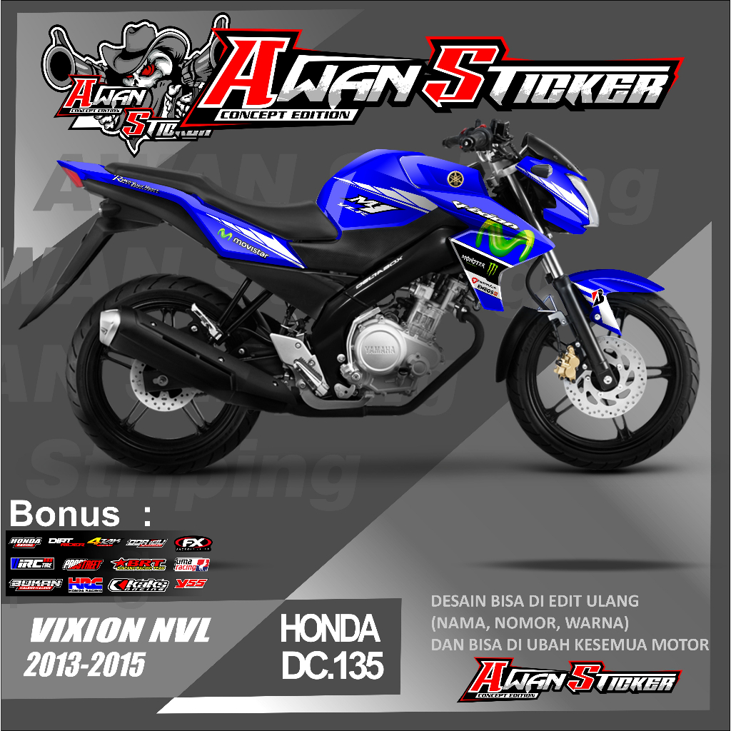 ⭐⭐⭐⭐⭐ Decal Vixion NVL 2013-2015 // Decal Variasi List Vixion NVL Fullbody // Stiker Motor Vixion NV