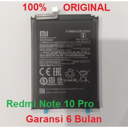 Baterai batere XIAOMI Redmi Note 9 Note 9 Pro Redmi Note 10 Pro BN53 Original100%