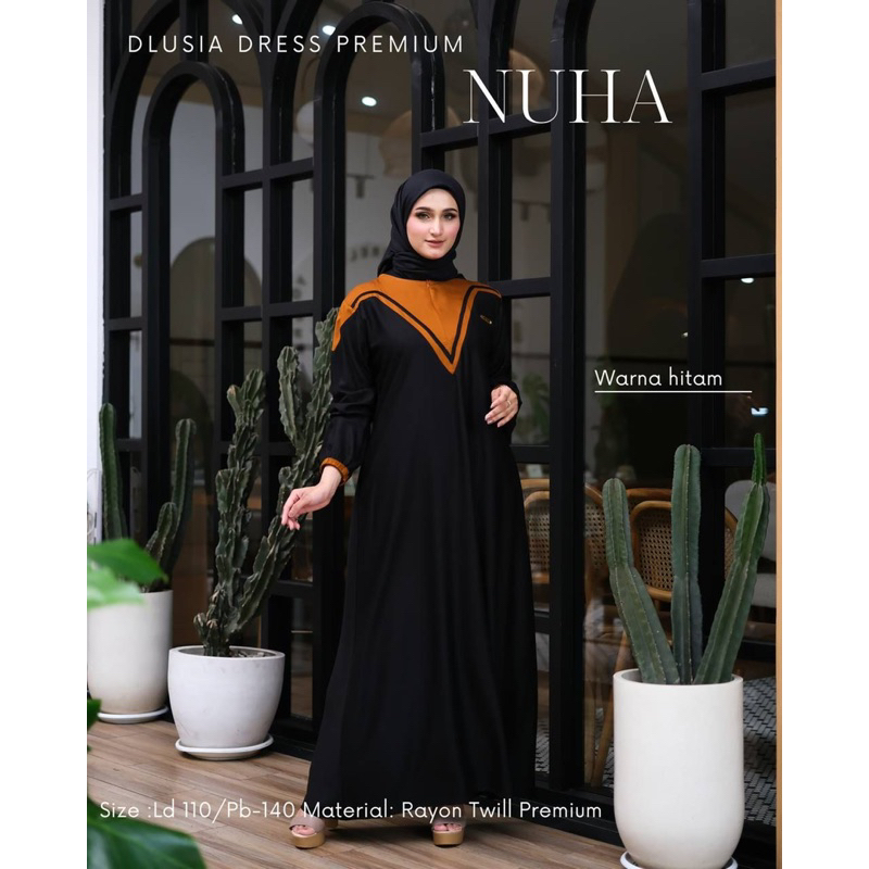 Daster Arab Dlusia NUHA Maxi Dress Premium Gamis Twill