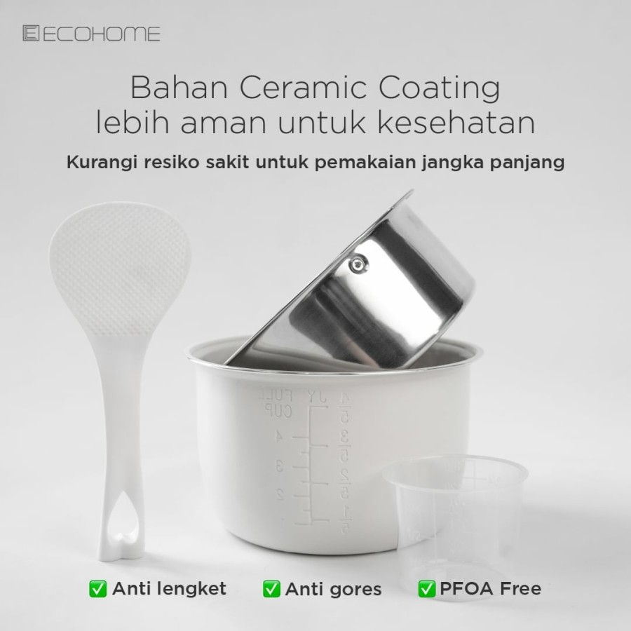 Ecohome Rice Cooker Low Carbo ELS 777 / Penanak Multifungsi ELS777 Less Sugar